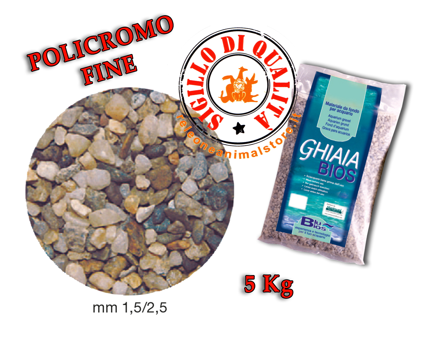 Policromo Fine fondo per Acquario 5 Kg